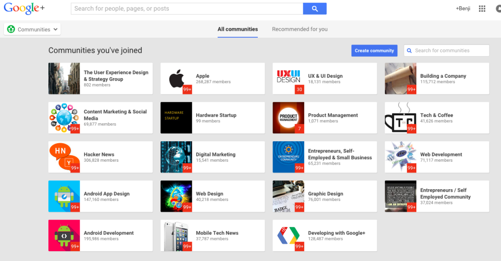 google+ communities